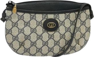 Gucci Pre-owned Cross Body Bags, female, Blue, Size: ONE SIZE Pre-owned Vintage GG Canvas Shoulder Bag