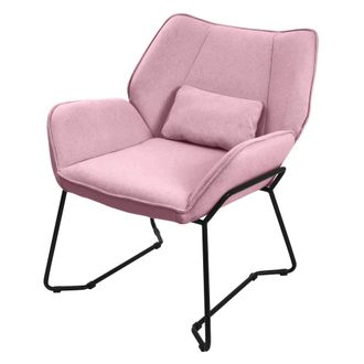 ML Design Sill&oacute;n De Sal&oacute;n, Rosa Asiento Reclinable De Comedor Con Respaldo Extra&iacute;ble Y Reposabrazos Dise&ntilde;o Ergon&oacute;mico Mueble Tapizado Con Funda De Lino Y Coj&iacute;n 