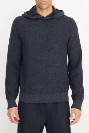 Vince Geo Jacquard Long Sleeve Hoodie In Coastal/medium Grey