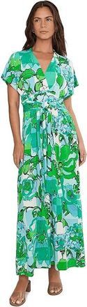 Lilly Pulitzer Keenan Maxi Dress Womens Dress Capri Blue Rousseaus Roses : 10, Rayon/Spandex