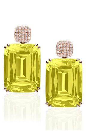 Goshwara Gossip Cushion Cut Drop Earrings in Lime at Nordstrom