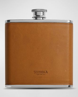 Shinola Unisex Leather-Wrapped Flask, 6oz