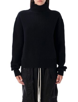 Rick Owens Fisherman Boxy Ribbed Turtleneck Sweater