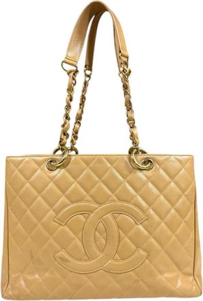 Chanel Beige Grained Calfskin Tote Bag (Pre-Owned)