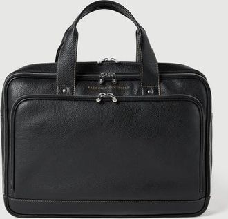 Brunello Cucinelli Grained calfskin briefcase with zipper in Black at Nordstrom