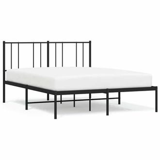 Berkfield Home Metal Bed Frame with Headboard Black 120x200 cm | Size: Small Double
