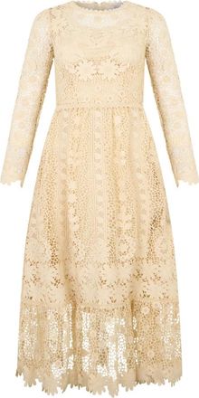 Red Valentino Elegante Lange Jurk - Dames - Maxi kleedjes - Beige - 3XS - Leer - Kleedjes