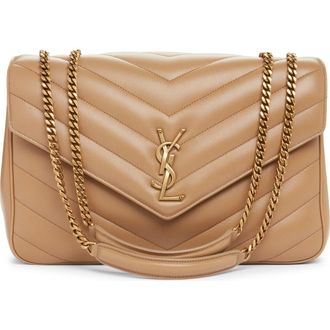 Saint Laurent Large Loulou Quilted Leather Shoulder Bag in Natural Tan at Nordstrom