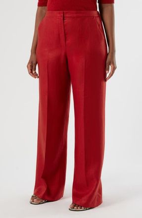 Marina Rinaldi Canapa Linen Wide Leg Pants in Cherry at Nordstrom, Size 18W