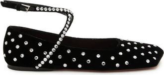 Amina Muaddi Ane Crystal Embellished Ballerina Flats, Brand Size 35 ( US Size 5 )