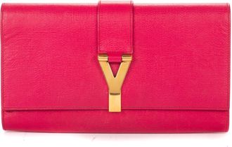 Saint Laurent Pre-owned Womens Ligne Y Clutch - Pink - One Size