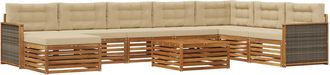 vidaXL Conjunto De Sof&aacute;s De Exterior 9 Uds. Natural Y Beige Vidaxl