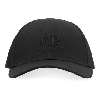 C.P. Company Logo Baseball Cap in Gabardine Cotton - male - C.P. Company - Hats & Caps - Black - ONE SIZE - Accessories