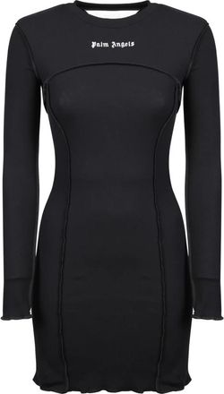 Palm Angels Zwarte Jurk Aw 23 Stijl Comfortabel - Dames - Korte kleedjes - Zwart - S - Katoen - Kleedjes