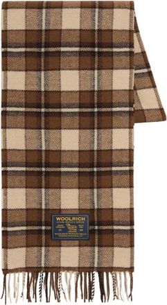 Woolrich Wool Check Scarf - Heren - Wintersjaals - Bruin - ONE Size - Wol - Accessoires