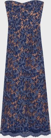Michael Kors Strapless Lace Sheath Midi Dress