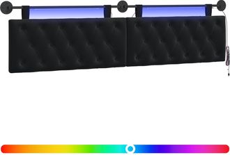 vidaXL Cabecero Colgante Con Luz Led Negro Terciopelo Vidaxl