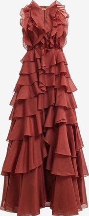 Aje Langes A-Linien-Kleid mit V-Ausschnitt aus Voile Cleo