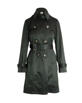 Michael Kors Pre-owned Womens Double-Breasted Trench Coat in Olive - Size Small