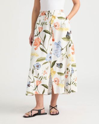 Ellen Tracy Womens Button Front Flared Skirt