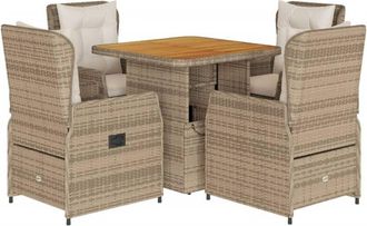 vidaXL Set Comedor De Jard&iacute;n 5 Pzas Con Cojines Rat&aacute;n Sint&eacute;tico Beige Vidaxl
