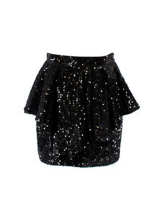 Alexandre Vauthier Black Sequinned Peplum Mini Skirt Size S