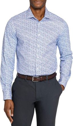 W.R.K Slim Fit Floral Stem Reworked Button-Up Shirt in White/purple at Nordstrom, Size 16.5