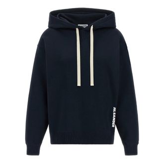 Jil Sander Fleece gevoerde katoenen hoodie - Dames - Hoodies - Blauw - XS - Katoen - Hoodies & sweatvesten