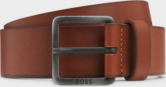 HUGO BOSS Mens BOSS Orange Jeeko Mens Leather Belt with Logo Buckle - Medium Brown 210 - Size: W38