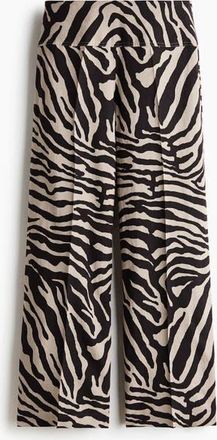 H&M Flared Linen-blend Trousers in Light Beige/zebra Print at Nordstrom, Size 10