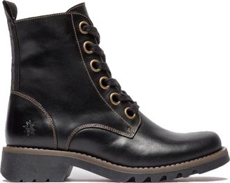 FLY London Fly London Womens Black RAGI539 Casual Rug Leather Lace-up Ankle Boots