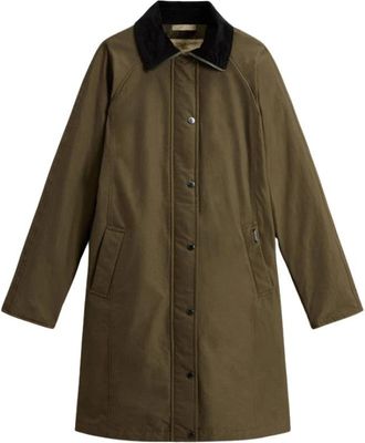 Woolrich Stofjas - Dames - Mantel - Groen - M - Katoen - Jassen