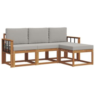 vidaXL Conjunto De Sof&aacute;s De Exterior 4 Pcs Gris Natural Y Claro Vidaxl