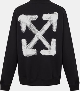 Off-white Mens Off White Crew Neck Long Sleeve Regular Fit Sweatshirt in Black-White - Size 2XL