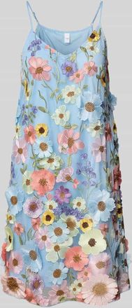 Vero Moda Cocktailkleid mit Spaghettitr&auml;gern Modell FLOWERING in Hellblau, Gr&ouml;&szlig;e 34