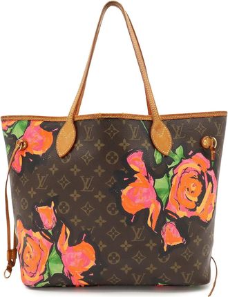 Louis Vuitton Brown Green Orange Pink Monogram Rose Canvas Shoulder Bag Tote Bag (Pre-Owned)