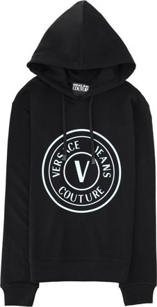 Versace Jeans Couture Black Bold Circular Logo Cotton Hoodie