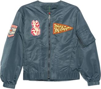 Kenzo Badges Light Collarless Bomber - Dames - Bomber jackets - Blauw - XS - Nylon - Jassen