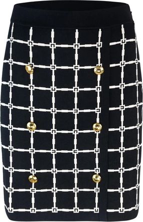 Elisabetta Franchi Zwarte Jacquard Rok Regular Fit - Dames - Korte rokken - Zwart - S - Rokken