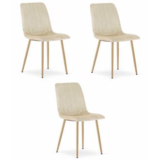 OEM Silla Lava - Terciopelo Beige Claro / Patas Color Madera X 3