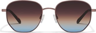 Quay Big Time 54mm Gradient Round Sunglasses in Chocolate/Brown Blue at Nordstrom