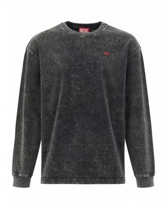 Diesel Faded Black Relaxed Fit Long-Sleeve Cotton T-Shirt