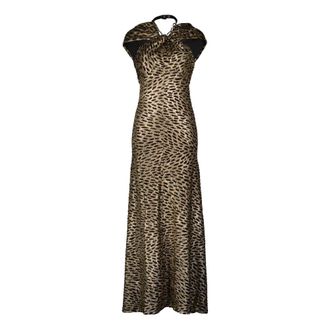 Paco Rabanne Maxi Dresses, female, Brown, XS, Leopard Print Maxi Dress