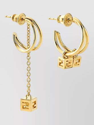 Fendi double hoop charm earrings