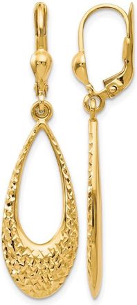 Diamond2Deal 10K Yellow Gold Leverback Drop Dangle Earrings