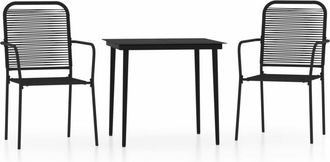 vidaXL Juego De Comedor De Jard&iacute;n 3 Piezas Negro Vidaxl