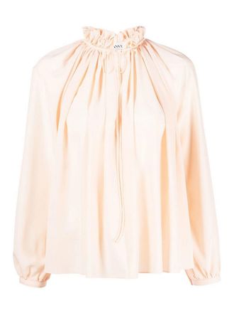 Lanvin Pleated-neckline blouse