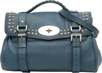 Mulberry Borsa a tracolla Alexa in pelle di vitello pieno fiore con borchie 2010-2015 - Blu