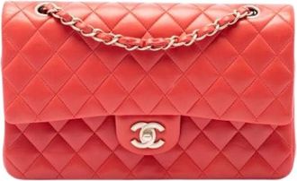 Chanel Pre-owned Classic Flap Shoulder Bag - Dames - Vintage Schoudertas - Oranje - ONE Size - Leer - Vintage