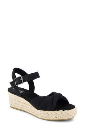 Toms Kinsley Ankle Strap Espadrille Platform Wedge Sandal in Black at Nordstrom Rack, Size 8.5
